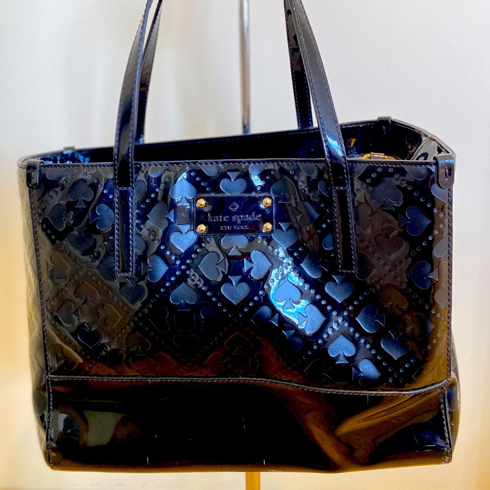 kate spade new york black patten leather tote. - Picture 1 of 3